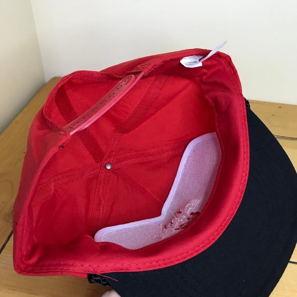 Bar-DE Transportation Embroidered Nylon Trucker Cap 90s Red with Black Brim Hat - Picture 3 of 7